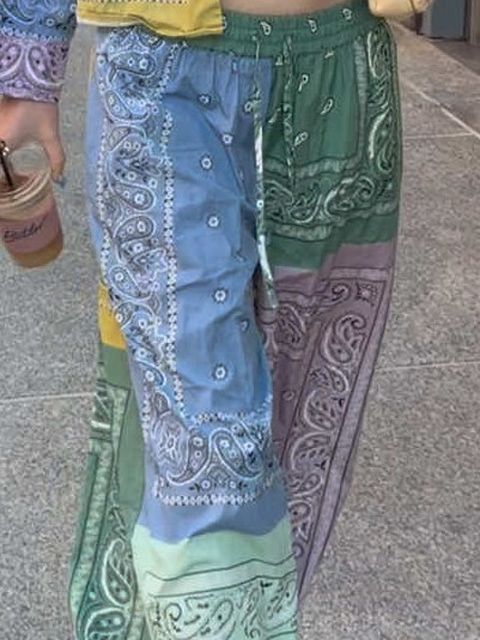 Patchwork bandana-print trousers