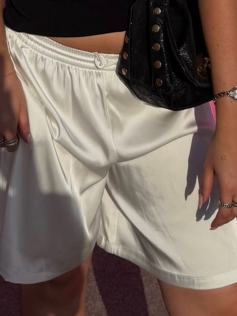 White satin shorts